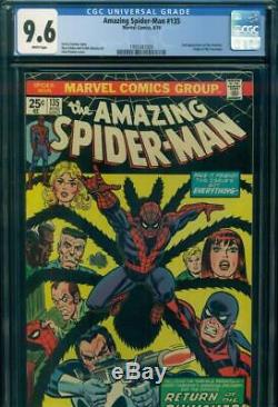 AMAZING SPIDER-MAN #135 CGC 9.6 NM+ NEAR MINT+ WHITE 2nd PUNISHER Marvel Comics