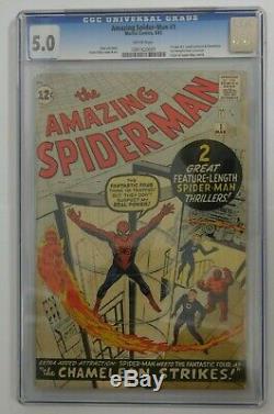AMAZING SPIDER-MAN #1 CGC Graded 5.0 White Pages Marvel 1963 Vintage Comic