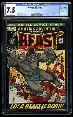 Amazing Adventures #11 CGC VF- 7.5 White Pages 1st Appearance Beast! Marvel 1972