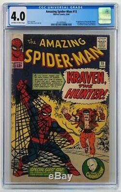Amazing Spider-Man #15 CGC 4.0 VG Off-White/White Pages! 1st Kraven the Hunter
