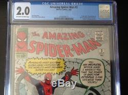 Amazing Spider-Man 3 CGC 2.0 OWithWhite Pages! First Doctor Octopus