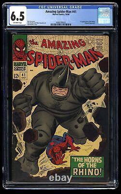 Amazing Spider-Man #41 CGC FN+ 6.5 Off White 1st Appearance Rhino! Marvel 1966