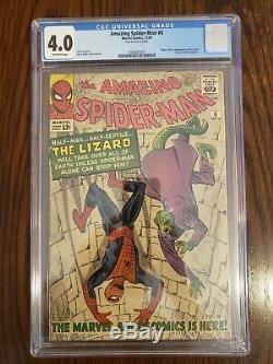 Amazing Spider-Man #6 CGC 4.0 Off White Pages! 1st Lizard Appearance No Reserve