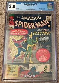 Amazing Spider-Man #9 1st appearance of Electro CGC 3.0, G/VG Off-White Pages