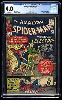 Amazing Spider-Man #9 CGC VG 4.0 Off White 1st Appearance Electro! Marvel 1964