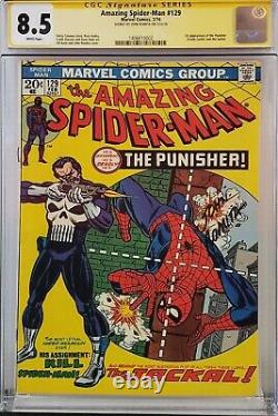 Amazing Spider-man #129 Cgc 8.5 Ss Signed John Romita 1st Punisher White Pages
