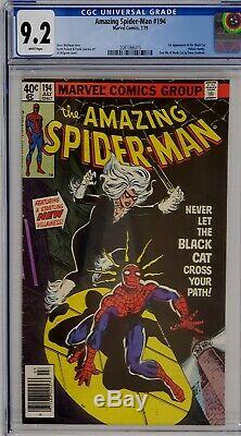 Amazing Spider-man #194 Cgc 9.2 1st Black Cat White Pages