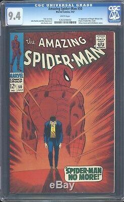 Amazing Spider-man 50 CGC 9.4 White Pages SIlver Age Key Comic 1st Kingpin L@@K