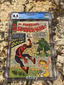 Amazing Spider-man #5 Cgc 8.5 Rare White Pages! Hi End 1st Dr Doom Crossover Hot