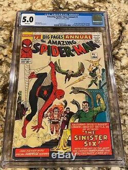 Amazing Spider-man Annual #1 Cgc 5.0 Rare White Pages 1st Sinister Six Mcu Movie