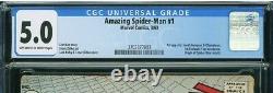 Amazing Spiderman 1 CGC 5.0 Marvel 1963 OW-White Pgs 3702377003