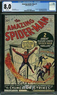 Amazing Spiderman 1 CGC 8.0 Marvel 1963 White Pgs 2045726001