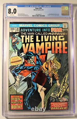 Authentic Marvel Fear #20 CGC 8.0 Feb 1974 1st Printing White Pages Morbius