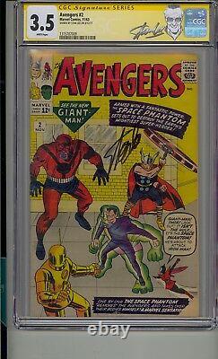 Avengers #2 Cgc 3.5 Ss Signed Stan Lee White Pages 1st App Space Phantom