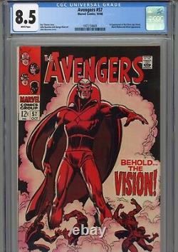 Avengers #57 (CGC 8.5) 1st app Silver Age Vision WHITE PAGES 1968 Marvel Comics