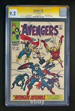 Avengers #58 CGC 9.2 SS Signed Stan Lee Marvel 1968 Vision Iron Man White Pages