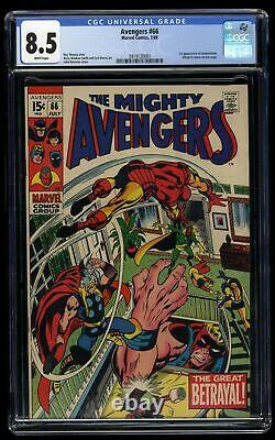 Avengers #66 CGC VF+ 8.5 White Pages 1st Appearance Adamantium! Marvel 1969