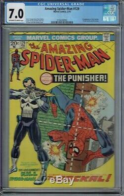 CGC 7.0 AMAZING SPIDER-MAN #129 1ST APPEARANCE THE PUNISHER 1974 OWithWHITE PAGES