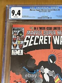 CGC 9.4 Marvel Super-Heroes Secret Wars #8 White Pages 1st App. Symbiote suit
