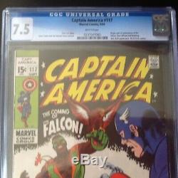 Captain America 117 CGC 7.5 White Pages! First Falcon! Hot Silver Age