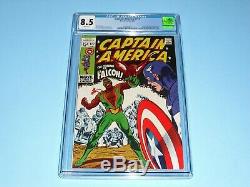 Captain America #117 CGC 8.5 with WHITE PAGES from 1969! 1st Falcon not CBCS