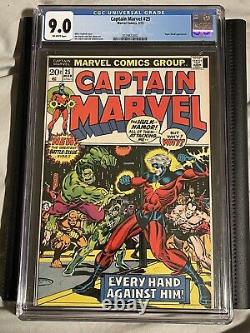 Captain Marvel 25 Cgc 9.0 White Pages 1st Jim Starlin Thanos Begins L3