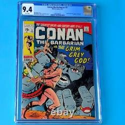 Conan the Barbarian #3 (Marvel 1971)? CGC 9.4 WHITE PGs? Barry Smith Comic