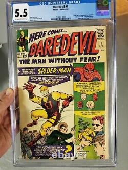 Daredevil 1 CGC 5.5 OWithWHITE Pages! Classic Marvel Key1st Issue SpidermanFF 1964