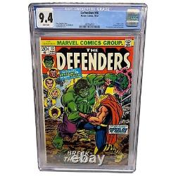 Defenders #10 Marvel 1973 CGC 9.4 Hulk vs Thor Classic Romita Cover WHITE PAGES