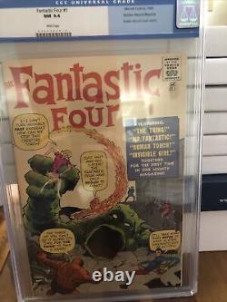 Fantastic Four #1 CGC 9.4 WHITE PAGES 1966 Silver Age Golden Record Marvel Comic