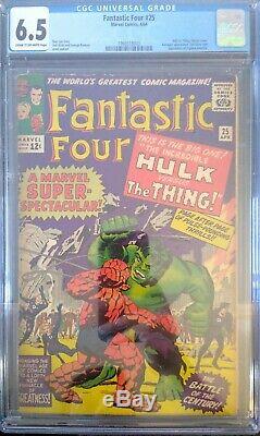 Fantastic Four #25 (4/1964, Marvel) CGC 6.5 Off-White Pages Hulk vs. Thing