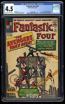Fantastic Four #26 CGC VG+ 4.5 Off White to White Avengers Crossover! Marvel