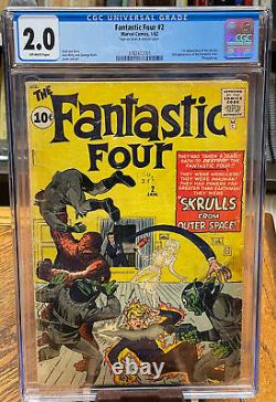 Fantastic Four 2 1st App Of Skrulls, 2nd App Of Team Off-white Pages Cgc 2.0