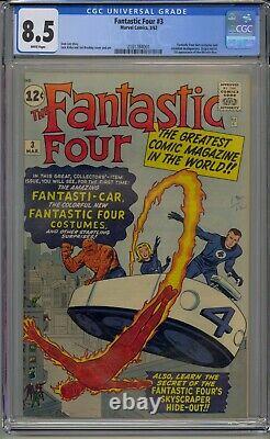 Fantastic Four #3 Cgc 8.5 Origin Retold Htf White Pages Beautiful