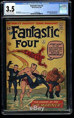 Fantastic Four #4 CGC VG- 3.5 Off White to White 1st Silver Age Sub-Mariner