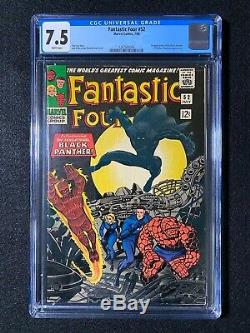 Fantastic Four $52 CGC 7.5 (1966) 1st app of Black Panther WHITE pgs