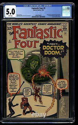 Fantastic Four #5 CGC VG/FN 5.0 White Pages 1st Doctor Doom