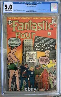 Fantastic Four #9 (1962) CGC 5.0 - O/w to white pages Submariner appearance