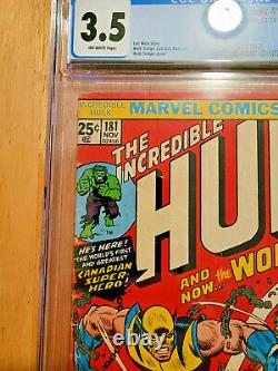 Hulk #181 1st Full App Of Wolverine Cgc Graded 3.5 Off-white Pages