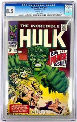 INCREDIBLE HULK #102 CGC 8.5 VF+ Off-White Pages Hulk Origin Retold 1968 Marvel