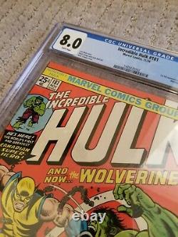 INCREDIBLE HULK 181 CGC 8.0 white pages 1ST FULL APP WOLVERINE blue universal