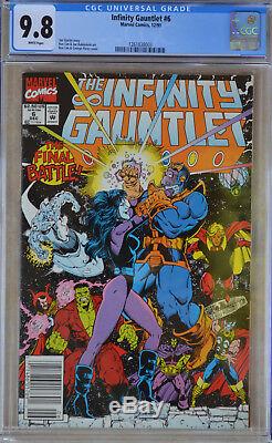 INFINITY GAUNTLET #6 (1991) CGC 9.8 (NM/MT) White Pages RARE NEWSSTAND EDITION