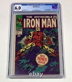 IRON MAN #1 CGC 6.0 KEY! WHITE pages! (1st issue of series!) 1968 Marvel Comics