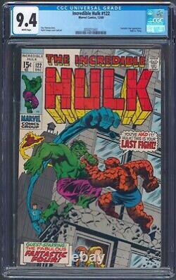 Incredible Hulk #122 CGC 9.4 White Pages vs Thing 1969 Marvel Comics SA