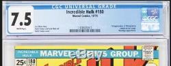 Incredible Hulk 180 CGC 7.5 (1st App Wolverine) 1974 WHITE pgs 1970020011