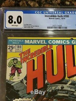 Incredible Hulk #180 CGC 8.0 White Pages 1st Wolverine Cameo Pre #181