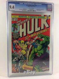 Incredible Hulk #181 1974 CGC 9.4 1st appearance Wolverine Off-White Pages
