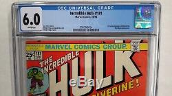 Incredible Hulk #181 Cgc 6.0(nov 1974, Marvel)1st App Of Wolverinewhite