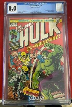 Incredible Hulk 181 Cgc 8.0 1st Full App Wolverine White Pages Marvel 1974