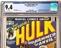 Incredible Hulk #182 (1974) Cgc 9.4 White Pages Wolverine Cameo Marvel